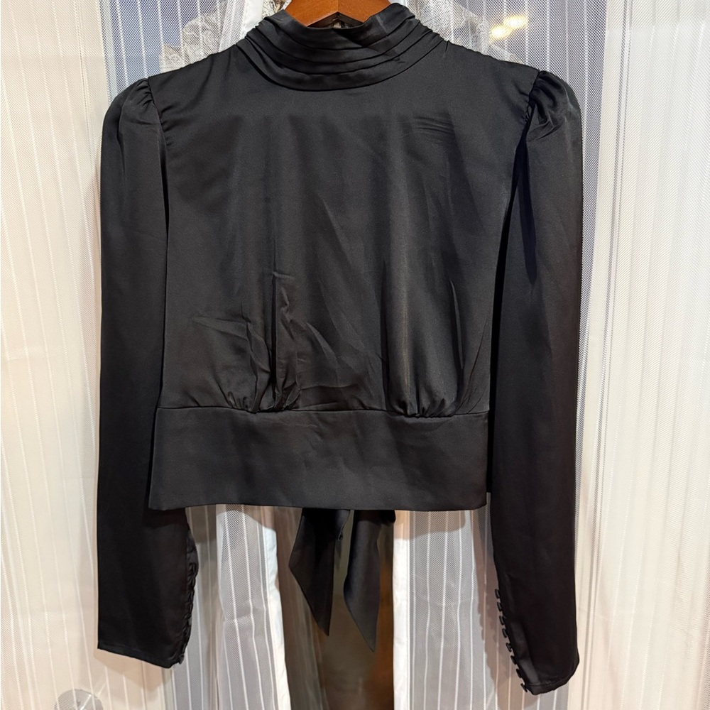 Rachel Zoe Black Satin Blouse